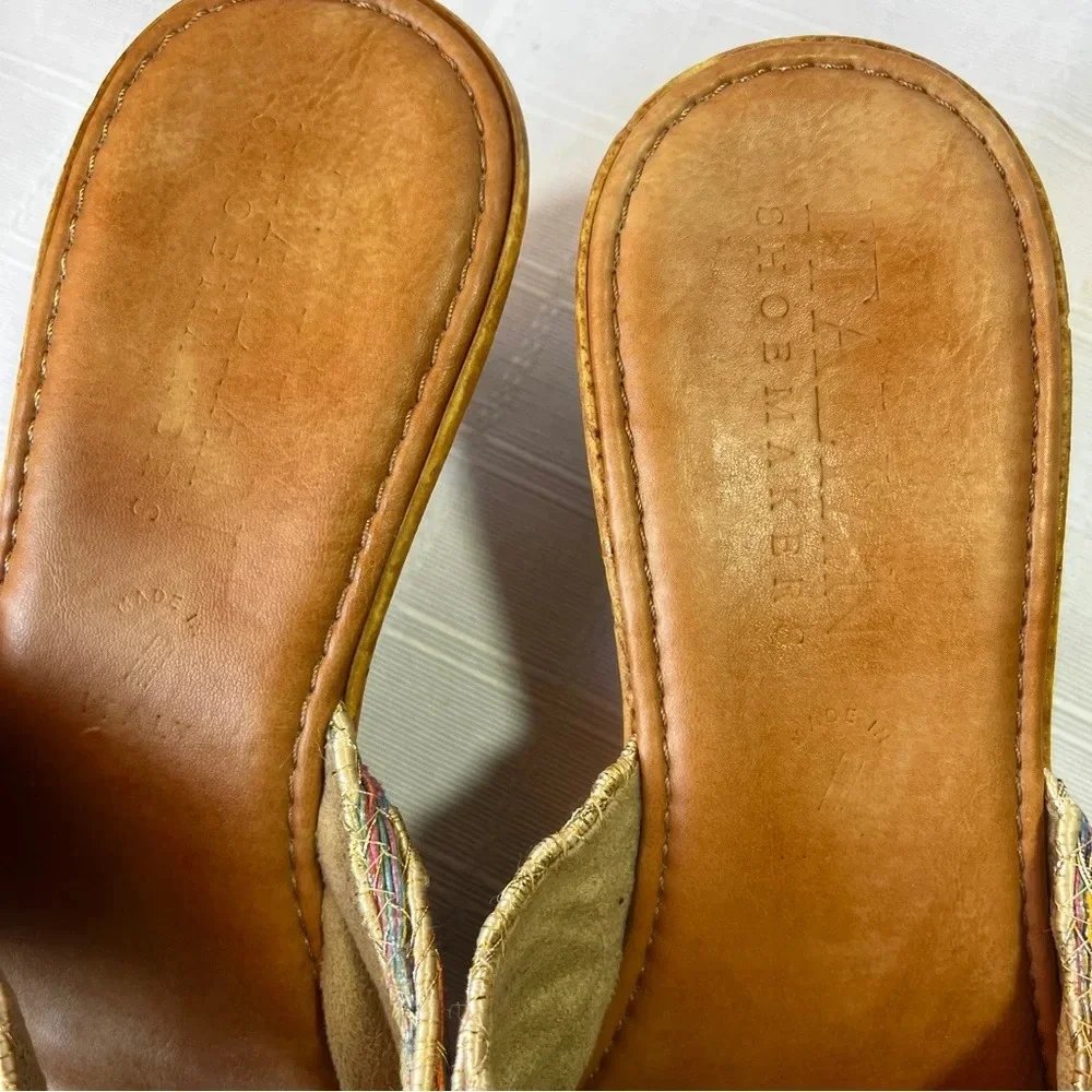 Made In Italy Designer Boho Goddess Fairy Sandals Size 6 Stacked Chunky Heel - Picture 4 of 11